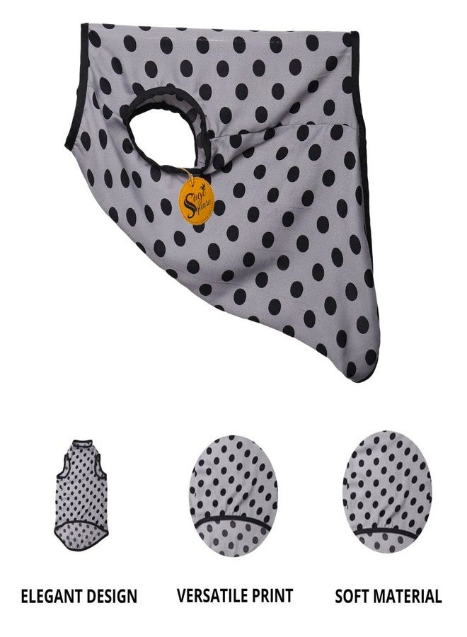 سايج سكوير تيشيرت للكلاب مطبوع عليه رسومات مربعة مميزة، تيشيرت عصري للكلاب، فائق النعومة وخفيف الوزن، مريح، ملابس للكلاب تسمح بمرور الهواء، زي عصري (مقاس صغير جدًا - 12 بوصة) (رمادي منقط) - Image 2